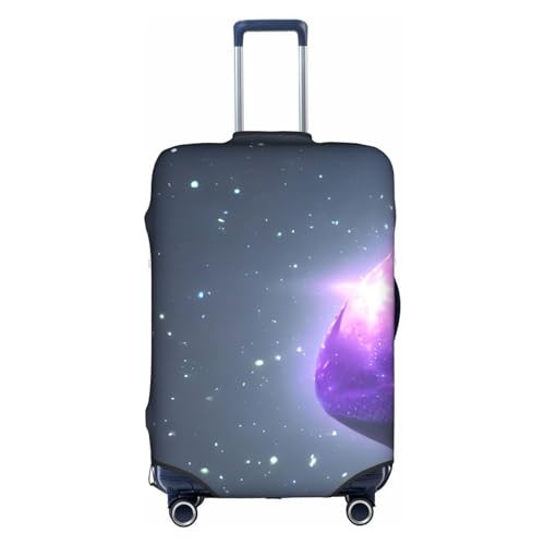 LBRYVTCE Galaxy Starry Space Purple Starry Print Fashion Design Travel Luggage Protective Covers Washable Polyester Suitcase Cover, weiß, L von LBRYVTCE