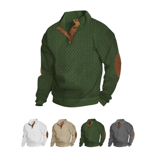 LCDFTC Whitecloths Life Clothing Men, Herren-Sweatshirt mit Vintage-Strickmuster und Reißverschluss (Green,2XL) von LCDFTC