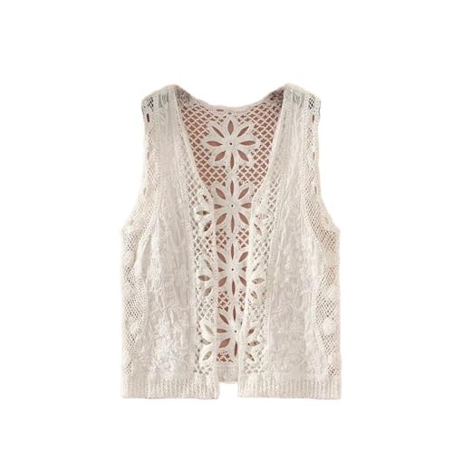 Ärmellose Weste Damen,Strickweste Damen,Damen Floral Häkelweste Retro Beige Hohle Raute Kapok Blume Spitze Ärmellos Vorne Offen Kurze Weste Schal Strickjacke Strick Boho Hippie Gilet Bluse Sommer Ärmellose Weste Damen,Strickweste Damen,Damen Floral Häkelweste Retro Beige Hohle Raute Kapok Blume Spitze Ärmellos Vorne Offen Kurze Weste Schal Strickjacke Strick Boho Hippie Gilet Bluse Sommer von LCDIUDIU