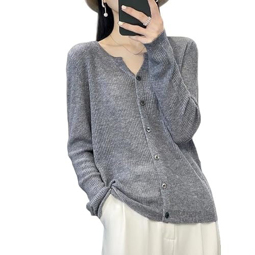 Cardigan Damen,Damen Wolle Gestrickt Strickjacken Mantel Mode Einfarbig Hellgrau Ripp V-Ausschnitt Pullover Strickjacke Langarm Knopf Vorne Offen Strickjacke Frühling Elegant Strick Oberbekleidung Cardigan Damen,Damen Wolle Gestrickt Strickjacken Mantel Mode Einfarbig Hellgrau Ripp V-Ausschnitt Pullover Strickjacke Langarm Knopf Vorne Offen Strickjacke Frühling Elegant Strick Oberbekleidung von LCDIUDIU