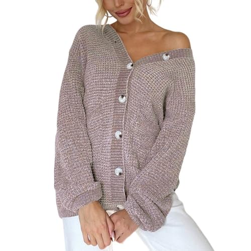 Damen-Strickjacken Mit V-Ausschnitt Langärmelige Chenille-Strickjacken Pullovermantel Offene Knöpfe Vorne Damen-Strickjacken Herbst-Winter Weich Warm Strickjacke Pullover Oberteile Lila Einheitsgr Damen-Strickjacken Mit V-Ausschnitt Langärmelige Chenille-Strickjacken Pullovermantel Offene Knöpfe Vorne Damen-Strickjacken Herbst-Winter Weich Warm Strickjacke Pullover Oberteile Lila Einheitsgr von LCDIUDIU