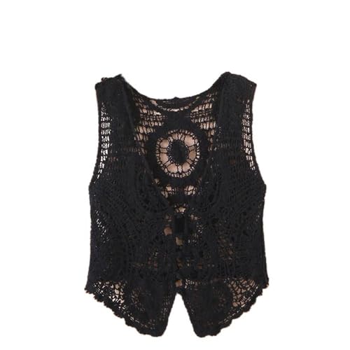 Damen Weste,Strickweste Damen Ärmellos,Damen Blumenhäkelweste Weiß V-Ausschnitt Hohl Mandala Blume Ärmellos Vorne Offen Knopf Kurze Weste Schal Strickjacke Strick Boho Hippie Gilet Bluse Sommer Damen Weste,Strickweste Damen Ärmellos,Damen Blumenhäkelweste Weiß V-Ausschnitt Hohl Mandala Blume Ärmellos Vorne Offen Knopf Kurze Weste Schal Strickjacke Strick Boho Hippie Gilet Bluse Sommer von LCDIUDIU