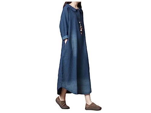 Freizeitkleider Für Damen,Damen-Jeanskleid Vintage-Waschung Verblasst Lange Ärmel Revers Freizeitkleid Herbst Lockeres Hemdkleid Mit Knöpfen Kurve Distressed-Jeans-Maxikleid Boho-Kaftan-Kleider B Freizeitkleider Für Damen,Damen-Jeanskleid Vintage-Waschung Verblasst Lange Ärmel Revers Freizeitkleid Herbst Lockeres Hemdkleid Mit Knöpfen Kurve Distressed-Jeans-Maxikleid Boho-Kaftan-Kleider B von LCDIUDIU