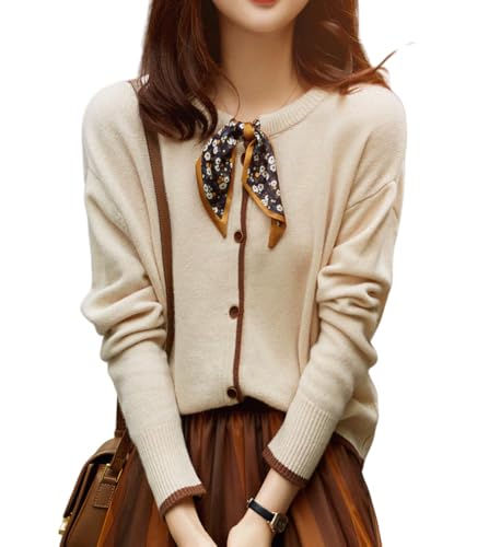 LCDIUDIU Cardigan Damen Elegant,Damen Kurz Strickjacken Elegant Apricot Rundhals Langarm Knopf Vorne Offen Pullover Strickjacke Herbst Lose Weich Blumenband Strick Oberbekleidung Jacke,S LCDIUDIU Cardigan Damen Elegant,Damen Kurz Strickjacken Elegant Apricot Rundhals Langarm Knopf Vorne Offen Pullover Strickjacke Herbst Lose Weich Blumenband Strick Oberbekleidung Jacke,S von LCDIUDIU