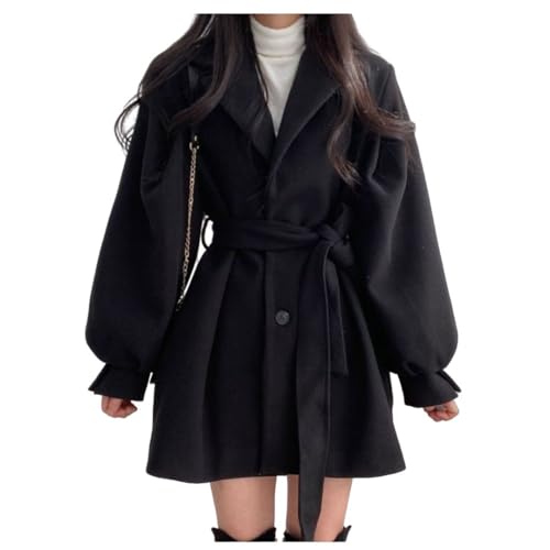 LCDIUDIU Damen Trenchjacke Aus Wollmischung Für Herbst Und Winter,Kurz Geschnitten,Mit Gürtel,Schwarz,Gekerbtes Revers,Lange Jacken Mit Puffärmeln,Lässige Mode,Oberbekleidung Mit Tasche,M LCDIUDIU Damen Trenchjacke Aus Wollmischung Für Herbst Und Winter,Kurz Geschnitten,Mit Gürtel,Schwarz,Gekerbtes Revers,Lange Jacken Mit Puffärmeln,Lässige Mode,Oberbekleidung Mit Tasche,M von LCDIUDIU