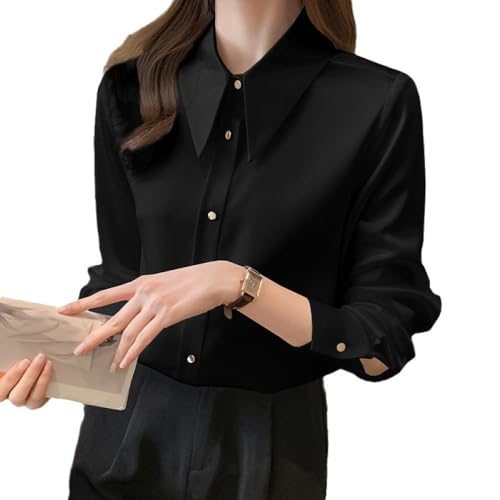 LCDIUDIU Langarm Satinhemden Für Damen,Button Down Bluse,Schwarz,Einfarbig,Umlegekragen,Strickjacke,Jacke,Hemd,Lässig,Klassisch,Elegant,Arbeitsoberteile,Stilvolle T Shirts,S LCDIUDIU Langarm Satinhemden Für Damen,Button Down Bluse,Schwarz,Einfarbig,Umlegekragen,Strickjacke,Jacke,Hemd,Lässig,Klassisch,Elegant,Arbeitsoberteile,Stilvolle T Shirts,S von LCDIUDIU