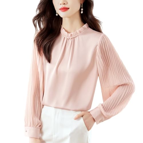 LCDIUDIU Langarm Satinhemden Für Damen,Rosa,Rüschenkragen,Perlenimitation,Gerüschtes Pullover Blusenoberteil,Elegante Arbeitsoberteile,Stilvolle Hemden,M LCDIUDIU Langarm Satinhemden Für Damen,Rosa,Rüschenkragen,Perlenimitation,Gerüschtes Pullover Blusenoberteil,Elegante Arbeitsoberteile,Stilvolle Hemden,M von LCDIUDIU
