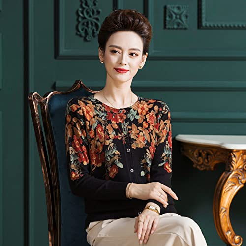 LCDIUDIU Strickjacke Damen,Damen Strickjacken Mantel Elegant Schwarz Blumendruck Rundhals Pullover Strickjacke Langarm Knopf Vorne Offen Strickjacke Frühling Mode Strick Oberbekleidung Jacke,M LCDIUDIU Strickjacke Damen,Damen Strickjacken Mantel Elegant Schwarz Blumendruck Rundhals Pullover Strickjacke Langarm Knopf Vorne Offen Strickjacke Frühling Mode Strick Oberbekleidung Jacke,M von LCDIUDIU