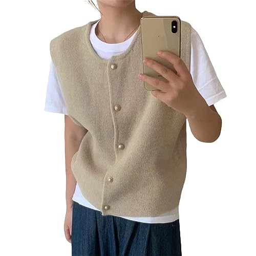 LCDIUDIU Strickwesten Für Damen Rundhalspullover Weste Ärmellose Damenpullover Knopf-Cardigan Strickweste Oberteil Lässig Kurzes Strick-Tanktop Weicher Winter-Kaschmirpullover Braun S LCDIUDIU Strickwesten Für Damen Rundhalspullover Weste Ärmellose Damenpullover Knopf-Cardigan Strickweste Oberteil Lässig Kurzes Strick-Tanktop Weicher Winter-Kaschmirpullover Braun S von LCDIUDIU