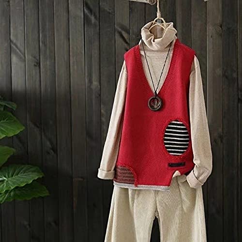 LCDIUDIU Weste Damen,Damen V-Ausschnitt Pullover Weste Retro Rosa Ovaler Patch Streifennähte Seitenschlitze Mode Ärmellos Strickwesten Weste Preppy Style Jumper Uniform Tank Top,Rot, L LCDIUDIU Weste Damen,Damen V-Ausschnitt Pullover Weste Retro Rosa Ovaler Patch Streifennähte Seitenschlitze Mode Ärmellos Strickwesten Weste Preppy Style Jumper Uniform Tank Top,Rot, L von LCDIUDIU
