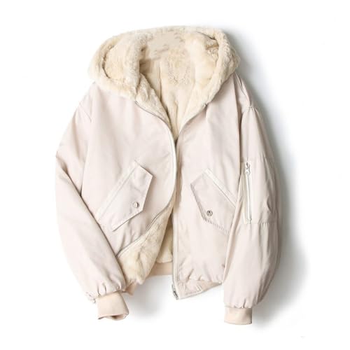 LCDIUDIU Wintermantel Damen Bomberjacke Kunstpelz Kapuze Parka Jacke Wende Fleecejacke Stilvolle Kurze Reißverschlussjacke Warme Puffer Gepolsterte Jacke Doppelseitige Übergangsjacke Outwear,Beige,XL LCDIUDIU Wintermantel Damen Bomberjacke Kunstpelz Kapuze Parka Jacke Wende Fleecejacke Stilvolle Kurze Reißverschlussjacke Warme Puffer Gepolsterte Jacke Doppelseitige Übergangsjacke Outwear,Beige,XL von LCDIUDIU