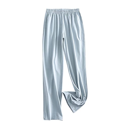 LCDIUDIU Yoga-Hosen Für Damen,Damen-Pyjamahose Aus Baumwolle Lässig Locker Einfarbig Sommer Weich Bequem Stretch Hohe Taille Weites Bein Hose Yogahose Lounge Heimkleidung Nachtwäsche,Hellblau,L LCDIUDIU Yoga-Hosen Für Damen,Damen-Pyjamahose Aus Baumwolle Lässig Locker Einfarbig Sommer Weich Bequem Stretch Hohe Taille Weites Bein Hose Yogahose Lounge Heimkleidung Nachtwäsche,Hellblau,L von LCDIUDIU