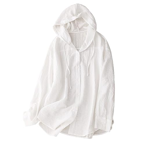 Longsleeve Damen,Lässige Damen Bluse Aus Baumwollleinen Mit Kapuze, Button Down Hemdjacke, Blaue Solide Kapuze, Kordelzug, Stilvolles Hemd, Lange Ärmel, Leichte Bluse, Arbeitshemd, Überzugsoberte Longsleeve Damen,Lässige Damen Bluse Aus Baumwollleinen Mit Kapuze, Button Down Hemdjacke, Blaue Solide Kapuze, Kordelzug, Stilvolles Hemd, Lange Ärmel, Leichte Bluse, Arbeitshemd, Überzugsoberte von LCDIUDIU