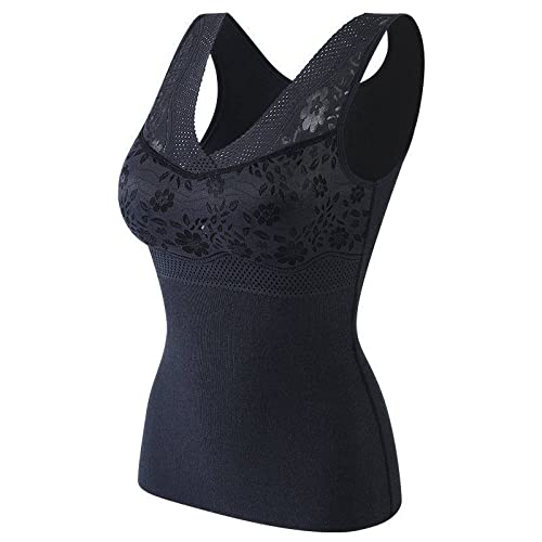 Onderhemd Voor Dames,Shapewear-Unterhemd Für Damen, Spitze, Warm, Wollähnlich, Rippkorsett, Unterhemd, Tanktop Mit Cups, Nahtloses Leibchen, Thermo-Unterwäsche, Träger-Bh, Formendes Hemd, Dameno von LCDIUDIU