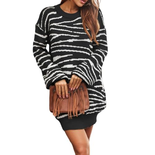 Pulloverkleid Für Damen Modisches Strickkleid Mit Zebramuster Mini-Baggy-Pullover-Kleider Rundhalsausschnitt Lange Ballonärmel Freizeitkleider Herbst-Winter Warme Strickwaren Pullover-Oberteile Sc Pulloverkleid Für Damen Modisches Strickkleid Mit Zebramuster Mini-Baggy-Pullover-Kleider Rundhalsausschnitt Lange Ballonärmel Freizeitkleider Herbst-Winter Warme Strickwaren Pullover-Oberteile Sc von LCDIUDIU