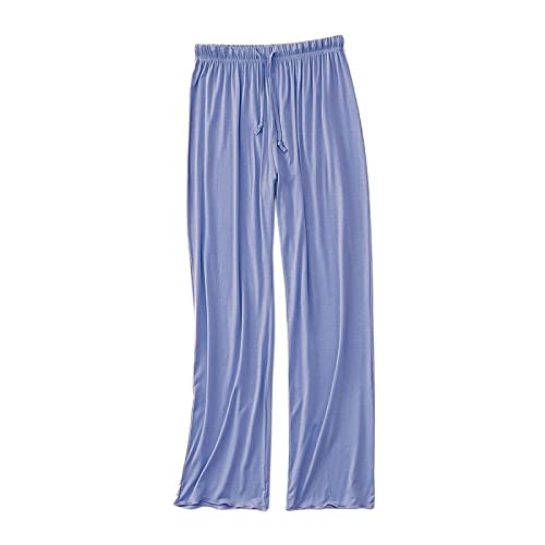 Schlafanzughosen Für Damen,Damen Weiche Bequeme Pyjamahose Lässige Schlichte Rüschen Schlafhose Sommer Lockere Stretch Kordelzug Weites Bein Hose Yogahose Lounge Home Wear Nachtwäsche,Dunkelblau,M von LCDIUDIU