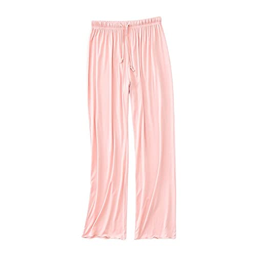 Schlafanzughosen Für Damen,Weiche Bequeme Pyjamahose Für Damen Lässig Schlichte Rüschen Schlafhose Sommer Locker Stretch Mit Kordelzug Weites Bein Yogahose Lounge Heimkleidung Nachtwäsche,Pink, von LCDIUDIU