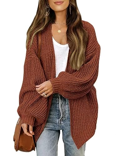 Strickjacke Damen,Grobstrickpullover Für Damen, Strickjacke, Übergroßer Strickmantel, Einfarbig, Modisch, Lange Laternenärmel, Vorne Offen, Strickjacke, Weich, Elegant, Herbst-Winter-Jacke Für Strickjacke Damen,Grobstrickpullover Für Damen, Strickjacke, Übergroßer Strickmantel, Einfarbig, Modisch, Lange Laternenärmel, Vorne Offen, Strickjacke, Weich, Elegant, Herbst-Winter-Jacke Für von LCDIUDIU