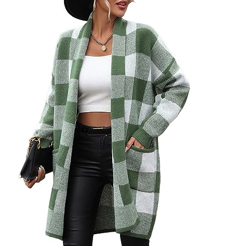 Strickjacke Damen Grobstrick,Grobstrickpullover Für Damen Strickjacke Strickmantel Vintage-Stil Farbblockierung Kariert Langärmelig Vorne Offen Strickjacke Weiche Dicke Strickoberbekleidung Elegan Strickjacke Damen Grobstrick,Grobstrickpullover Für Damen Strickjacke Strickmantel Vintage-Stil Farbblockierung Kariert Langärmelig Vorne Offen Strickjacke Weiche Dicke Strickoberbekleidung Elegan von LCDIUDIU