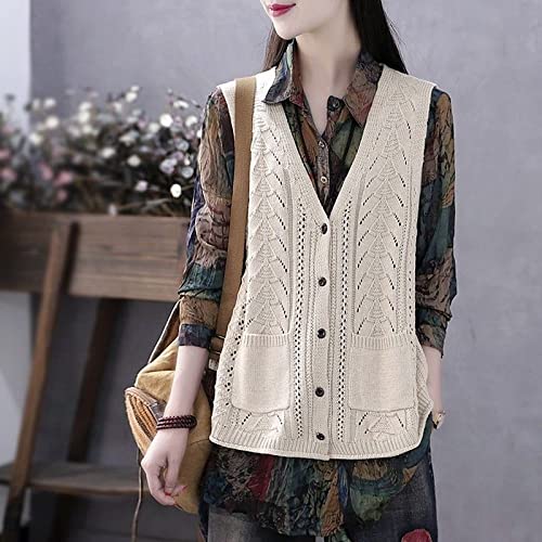 Strickweste Damen,Damen V-Ausschnitt Pullover Weste Retro Khaki Einfarbig Kurzer Cardigan Mantel Hohle Drehtasche Locker Ärmellos Strickwesten Weste Preppy Style Jumper Uniform Tank Top,Beige,3Xl Strickweste Damen,Damen V-Ausschnitt Pullover Weste Retro Khaki Einfarbig Kurzer Cardigan Mantel Hohle Drehtasche Locker Ärmellos Strickwesten Weste Preppy Style Jumper Uniform Tank Top,Beige,3Xl von LCDIUDIU