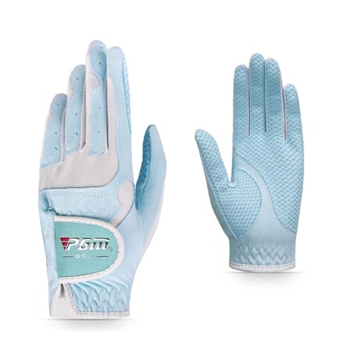 LCKJLJ Damen-Golfhandschuhe, linke und rechte Hand, Nanometerstoff, atmungsaktiv, Handflächenschutz, Sporthandschuhe (Blau-Weiß, 19) von LCKJLJ