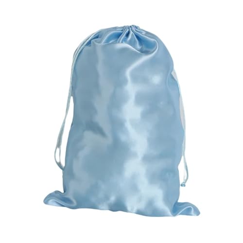 Satin-Aufbewahrungstasche für Perücken oder Bündel, Kordelzug-Tasche für Reiseutensilien, 25 x 35 cm, hellblau, 2pc von LCKJLJ