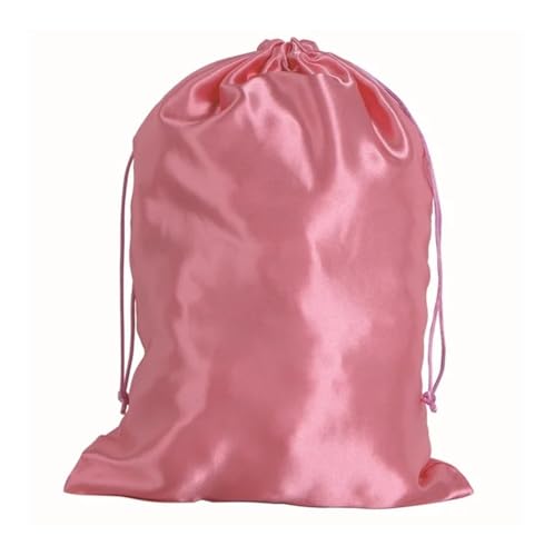 Satin-Aufbewahrungstasche für Perücken oder Bündel, Kordelzug-Tasche für Reiseutensilien, 25 x 35 cm, rosa - deep pink, 5pc von LCKJLJ