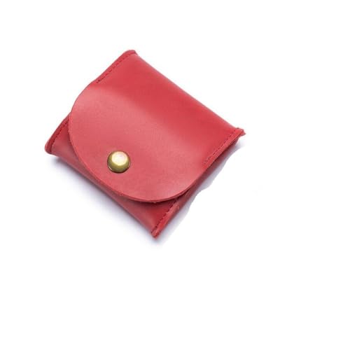 Tragbare Geldbörse aus echtem Leder, Vintage-Design, individuelle Ohrhörer-Halterung, Tasche für Damen und Herren, Mini-Geldbörse, rot, 1 Stpck von LCKJLJ