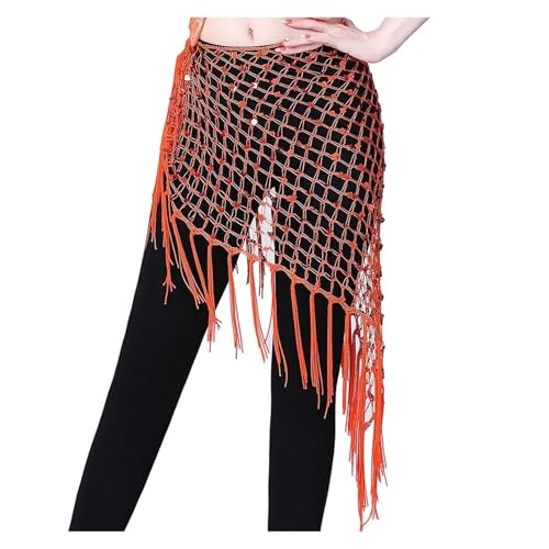 LCKKJHG Bauchtanz HüFttuch Bauchtanz-Kostüme Pailletten Bauchtanz Hüfttuch for Frauen Bauchtanz-Gürtel FüR Bauchtanz,Lateinamerikanische TäNze(Orange) von LCKKJHG