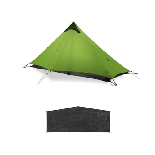 Tunnelzelte Outdoor-Campingzelt für 1 Person, 3–4 Jahreszeiten, professionelles 15D-Silnylon-Stangenloses, ultraleichtes Wander-Campingzelt Eisfischerzelt(Green 3 S with Mat) von LCQSYE