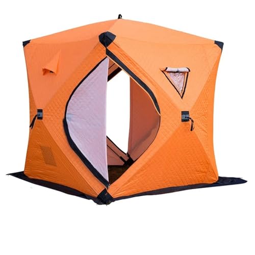 Tunnelzelte Tragbares Eisangelzelt, 2 x 2 x 2,1 Meter, Winter-Outdoor-Angeln, wasserdicht, Winddicht, Winter-Camping-Unterstand Eisfischerzelt(Orange) von LCQSYE