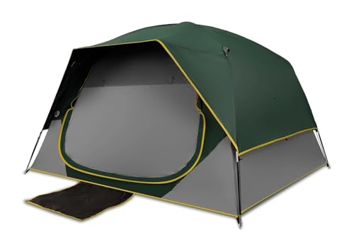 Tunnelzelte Verdunkelungs-Campingzelt für 4 Personen, einfach aufzubauendes, wasserdichtes Familien-Kuppelzelt für Camping mit Regenschutz Eisfischerzelt(Dark Green 240 * 240 * 155cm) von LCQSYE