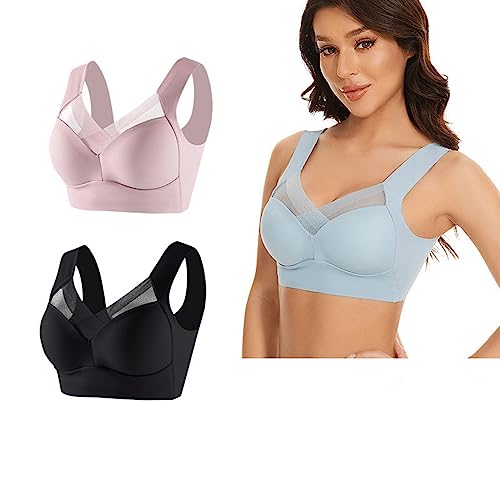 Damen Soft BH 2 Pcs ohne Bügel Zero Feel Bralette Nahtloser BH Schlaf BH Ultra leicht Push-Up BH Gepolstert Bügelloser Bustier für Schlafen Yoga Atmungsaktiver von LCpddajlspig