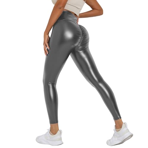 Gefütterte-Leder-Leggings-Damen, Leder Leggings Damen, Gefütterte Kunstlederhose High Waist Thermo-Leggings Bauchweg Jeggings Glanz Leggings Leder Leggings Kunstleder Lederleggings-Lederhose Sexy von LCpddajlspig