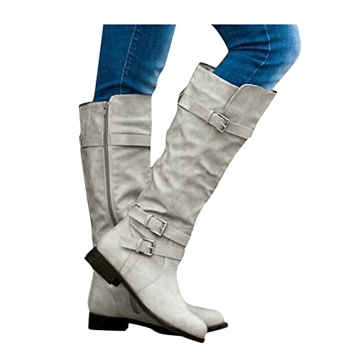 Hohe-Stiefel-Damen, Weitschaftstiefel Damen Weitschaftstiefel-Langschaftstiefel Long Boots Hohe Stiefel Mit Absatz Winterstiefel Damenstiefel Cowboystiefel Schlupfstiefel Kniehohe Stiefel von LCpddajlspig