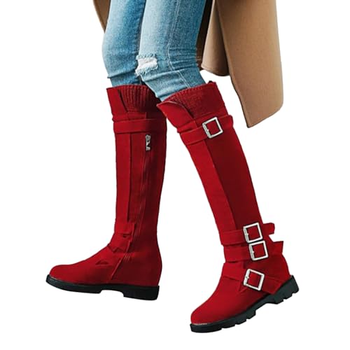 Hohe-Stiefel-Damen-Schwarz, Stiefel Damen Weiter Schaft, Weitschaftstiefel-Langschaftstiefel Long Boots Winter Damenstiefel Hohe Stiefel Mit Absatz Cowboystiefel Schlupfstiefel Winterstiefel von LCpddajlspig