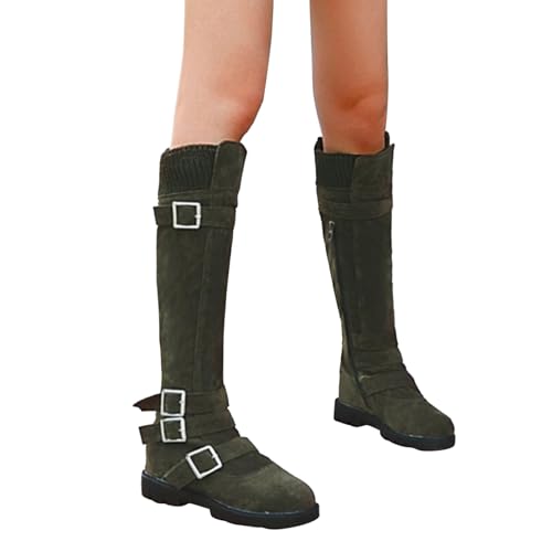 LCpddajlspig Damen-Weitschaftstiefel, Hohe Stiefel Damen, Weitschaftstiefel-Langschaftstiefel Damenstiefel Weiter Schaft Schlupfstiefel Cowboystiefel Wildleder Winterstiefel Long Boots Hohe Stiefel von LCpddajlspig