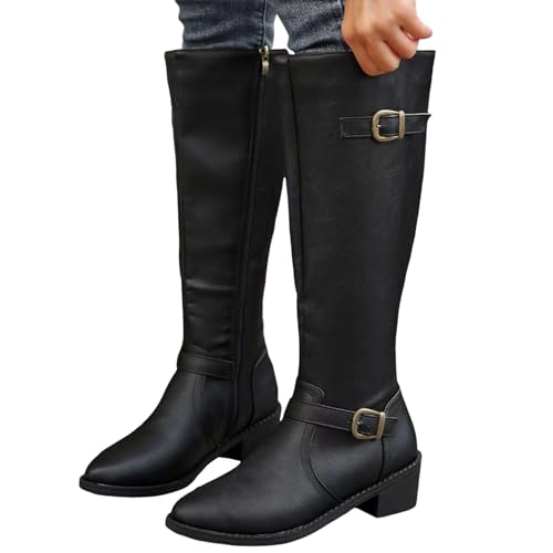 LCpddajlspig Lange-Stiefel-Damen, Lange Stiefel Damen, Weitschaftstiefel-Langschaftstiefel Hohe Stiefel Weiter Schaft Cowboystiefel Damenstiefel Wildleder Winterstiefel Long Boots Schlupfstiefel von LCpddajlspig