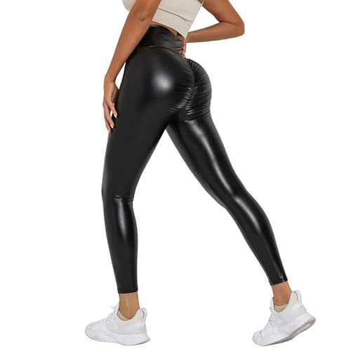 LCpddajlspig Thermo Leder Leggings Damen, Gefütterte Jeggings High Waist Lederleggings-Lederhose Shape Leder Leggings Thermo-Leggings Kunstlederhose Kunstleder Glanz Leggings Latex von LCpddajlspig