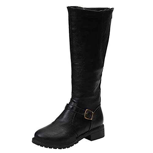 LCpddajlspig Weitschaftstiefel Damen mit Absatz Leder Kniehoch Hell Damenstiefel Lederstiefel Elegant Braun Sexy Stiefel Westernstiefel XXL Schaft Plateau Schwarz Winterstiefel Schlupfstiefel von LCpddajlspig