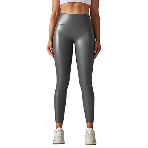 Leggings-Lederoptik-Damen: Leggings Lederoptik Damen Gefütterte High Waist Lederleggings-Lederhose Jeggings Shape Kunstlederhose Thermo-Leggings Glanz Leggings Bauchweg Leder Leggings Thermoleggings von LCpddajlspig