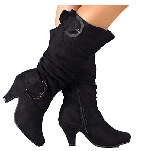 Stiefel-Weitschaft-Damen: Weitschaftstiefel Damen Weitschaftstiefel-Langschaftstiefel Damenstiefel Long Boots Weiter Schaft Cowboystiefel Winterstiefel Schlupfstiefel Hohe Stiefel Stiefeletten von LCpddajlspig