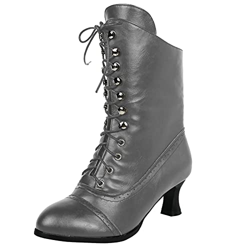 Viktorianische Stiefel für Damen Vintage Stiefel Renaissance Knöchel Stiefel Chunky Low Absatz Lace Up Hexen Stiefel Ritter Stiefel Ankle Boots von LCpddajlspig