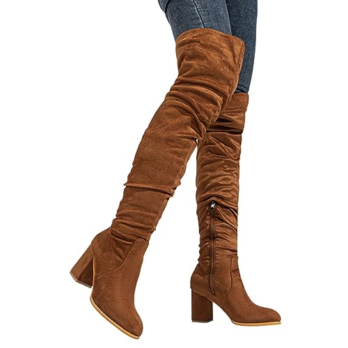 Weitschaftstiefel-Damen-XXL, Stiefel Damen Weiter Schaft, Weitschaftstiefel-Langschaftstiefel Winterstiefel Weiter Schaft Hohe Stiefel Long Boots Mit Absatz Schlupfstiefel Damenstiefel Cowboystiefel von LCpddajlspig