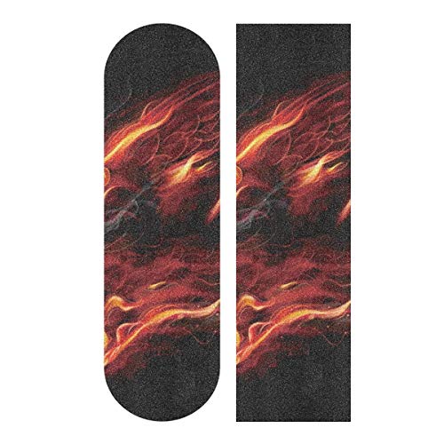 LDIYEU Feuer Wolf Schwarz Skateboard Griptape rutschfest Selbstklebend Longboard Griptapes Aufkleber Griffband 33"X 9"(1pcs) von LDIYEU