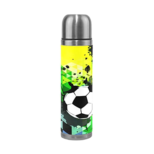 LDIYEU Fußball Fußball Sportmuster Sport Wasserflasche Edelstahl Trinkflasche Thermoflasche Thermoskanne 500 ml Auslaufsichere Flasche Leder Verpackung Sportflasch LDIYEU Fußball Fußball Sportmuster Sport Wasserflasche Edelstahl Trinkflasche Thermoflasche Thermoskanne 500 ml Auslaufsichere Flasche Leder Verpackung Sportflasch von LDIYEU