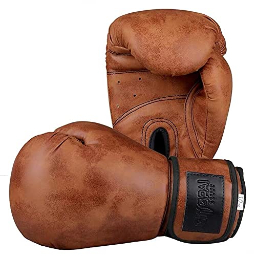 LDLD Boxhandschuhe im Retro-Stil, für Erwachsene und Kinder, PU-Leder, Muay Thai, MMA, Sanda, Fitness, Kampftraining, Kampftraining, Kampfsport, 227 g, 284 g, 340 g, Braun, 284 g von LDLD