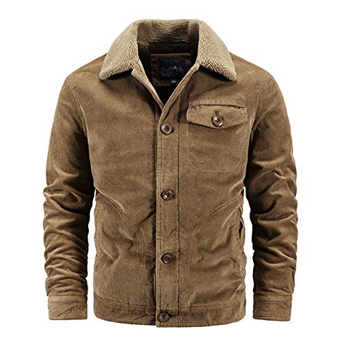 LDLXDR Herren-Jacken- Herren Plus Size Plus samtdicke Cordjacke,Brown,6XL von LDLXDR