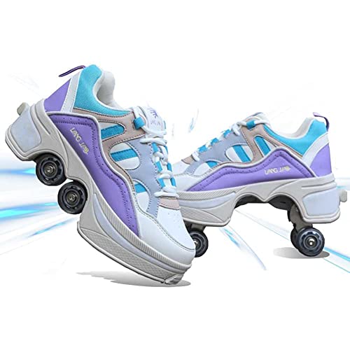 Roller Skates Shoes with Wheels for Girls, Deformation Roller Skates, 2-in-1 Inline Skates, Multifunctional Roller Skates Shoes Casual Sports Shoes von LDRFSE