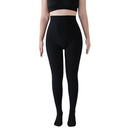 LDXEQIZ Große Größe Thermo Leggings Damen Fleece Gefüttert Strumpfhose Elastische Hoher Taille Sport Tight Warm Lammsamt Sportleggins 430g Dicke Baumwollhose Für Mutter(Black,XX-Large) von LDXEQIZ